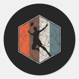 Retro Badminton Tennis Player Vintage Sports  Classic Round Sticker