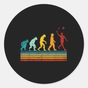 Retro Badminton With Shuttle Evolution Darwin Classic Round Sticker
