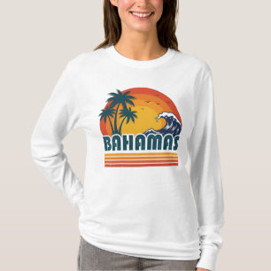 Retro Bahamas Beach Summer Sunset 70s Palm Tree T-Shirt
