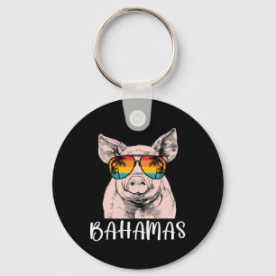 Retro Bahamas Pig Bahamas Souvenir Family Vacation Key Ring