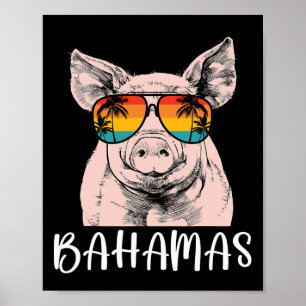 Retro Bahamas Pig Bahamas Souvenir Family Vacation Poster