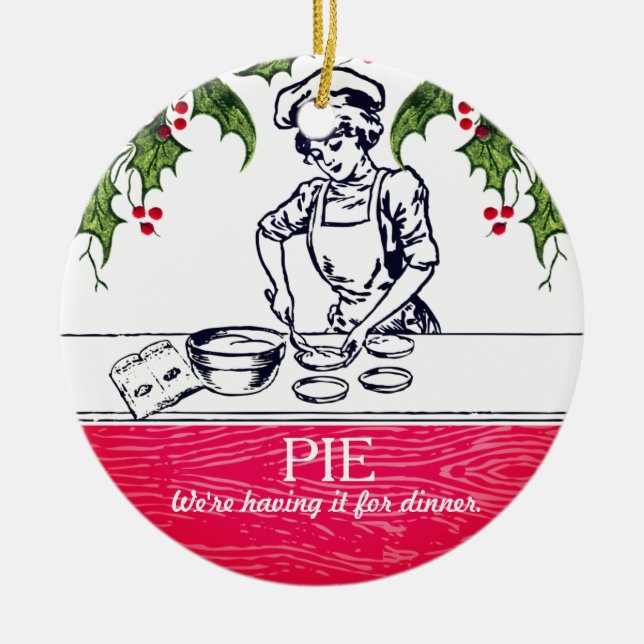 Retro baker pie for dinner Christmas ornament (Front)