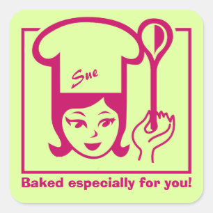Retro "Bakergirl" Stickers for Baked Goods
