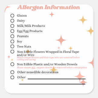 Retro Bakery Allergen Information Sticker