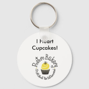 Retro Bakery I Heart Cupcakes Key Chain! Ring
