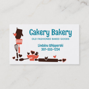 Retro baking utensils bakery cakes cookies business card