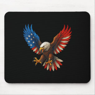 Retro Bald Eagle American Flag 4th Of July Indepen Mouse Pad