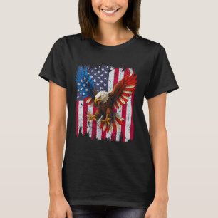 Retro Bald Eagle American Flag 4th Of July Indepen T-Shirt
