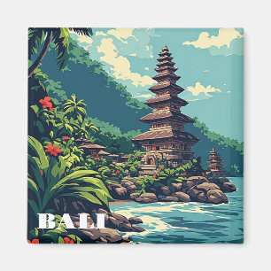 Retro Bali Beach Paradise Indonesia Travel Wall De Magnet