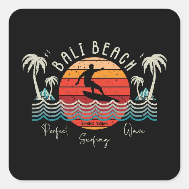 Retro Bali Beach Square Sticker (Front)