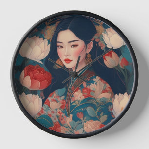 Retro Bali Clock - Timeless Elegance Balinese Girl