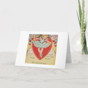 Retro Ballerina Valentine's Day Greeting Card