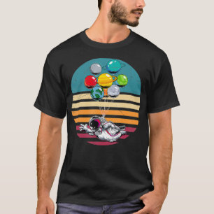 Retro Balloon Planets Space Travel Astronaut Kids T-Shirt