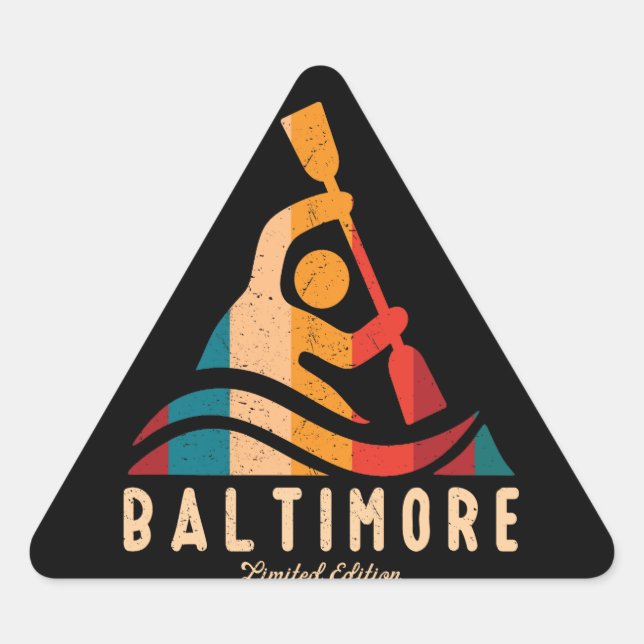 Retro Baltimore Kayaking Triangle Sticker (Front)