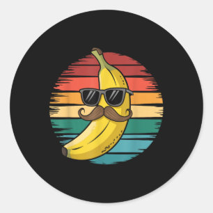 Retro Banana Design For Men Boys Tropical Fruit Ba Classic Round Sticker