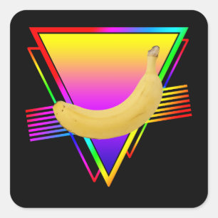 Retro Banana Fruit Square Sticker