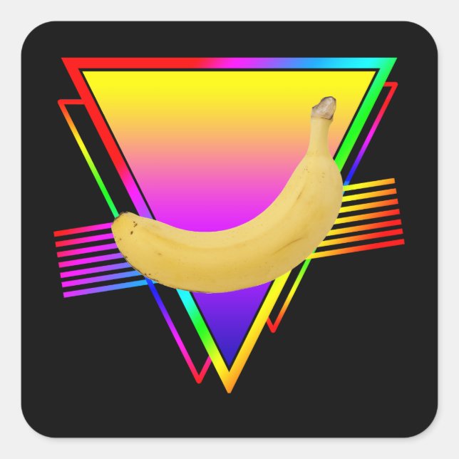 Retro Banana Fruit Square Sticker (Front)