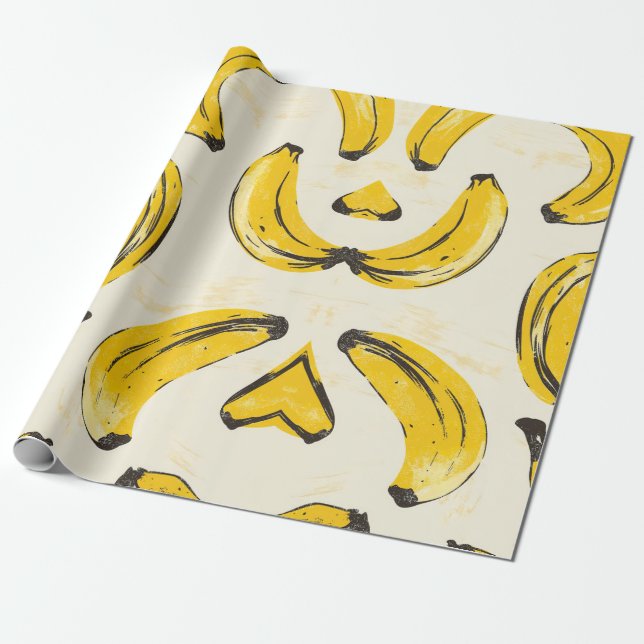 Retro Banana Wrapping Paper (Unrolled)