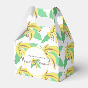 Retro Banana Yellow Turning Three Birthday Favour Box