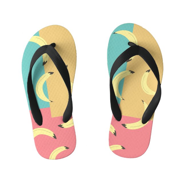 Retro Bananas Colourful Shapes Kid's Thongs (Footbed)