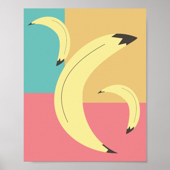 Retro Bananas Colourful Shapes Poster (Front)