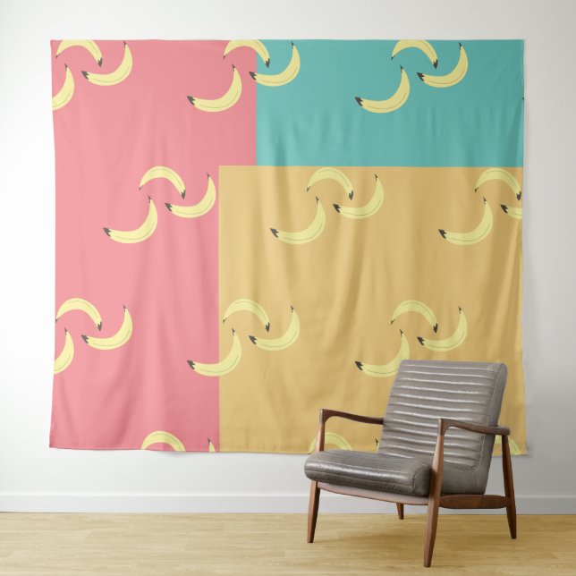 Retro Bananas Colourful Shapes Tapestry (In Situ (Horizontal))