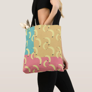 Retro Bananas Colourful Shapes Tote Bag