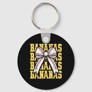 Retro Bananas Last Name Coquette Bow Women Girls K Key Ring