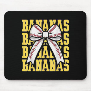Retro Bananas Last Name Coquette Bow Women Girls K Mouse Pad