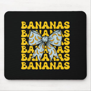 Retro Bananas Last Name Coquette Bow Women Girls Mouse Pad