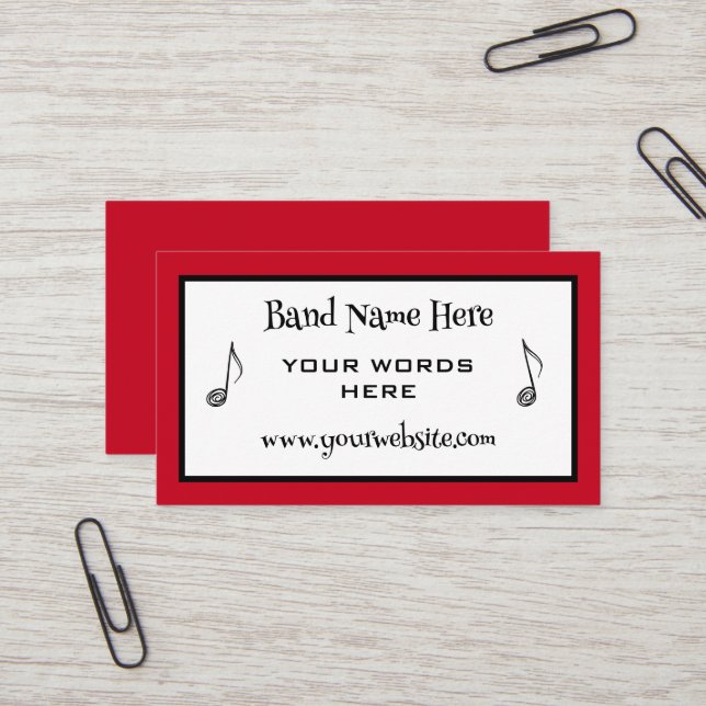 Retro Band Music Note Business Cards (Front/Back In Situ)