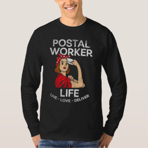 Retro Bandanna Mail Carrier Lady Postal Worker Lif T-Shirt