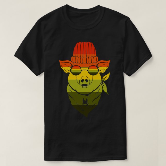Retro Bandanna Pig T-Shirt (Design Front)