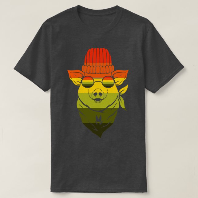 Retro Bandanna Pig T-Shirt (Design Front)