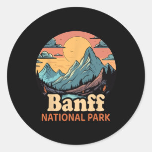 Retro Banff National Park Hiking Camping Trip Classic Round Sticker