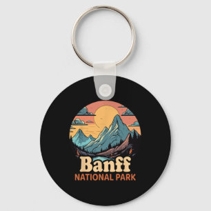 Retro Banff National Park Hiking Camping Trip Key Ring