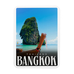 Retro Bangkok city skyline - Thailand travel gifts Magnet