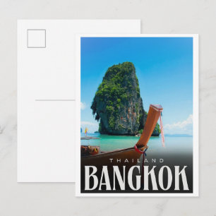 Retro Bangkok city skyline - Thailand travel gifts Postcard