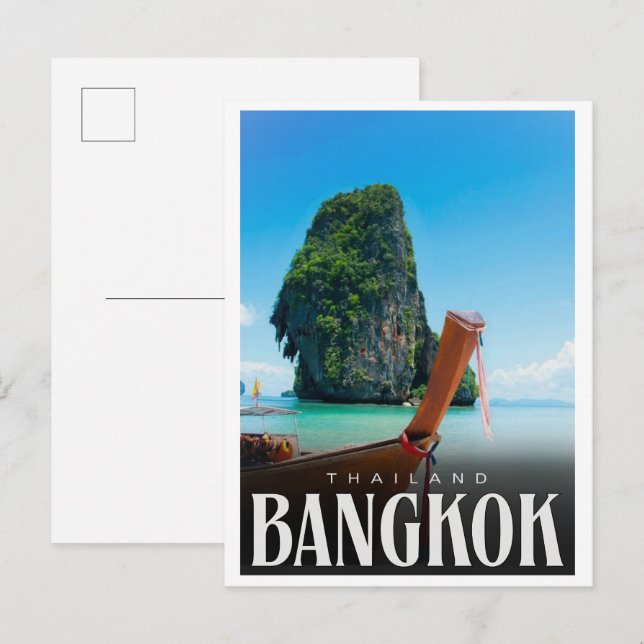 Retro Bangkok city skyline - Thailand travel gifts Postcard (Front/Back)