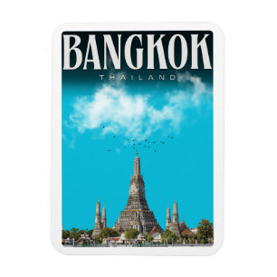 Retro Bangkok city Wat Aru- Thailand travel gifts Magnet