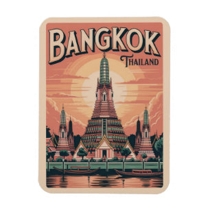 Retro Bangkok city Wat Aru Thailand travel gifts Magnet