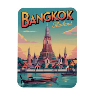 Retro Bangkok city  Wat Aru Thailand travel gifts Magnet