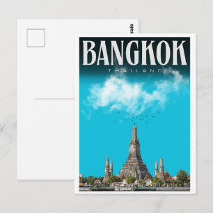 Retro Bangkok city Wat Aru- Thailand travel gifts Postcard
