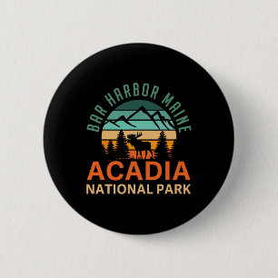 Retro Bar Harbour Maine Acadia National Park Moose 6 Cm Round Badge
