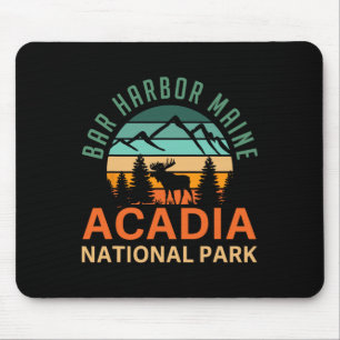 Retro Bar Harbour Maine Acadia National Park Moose Mouse Pad