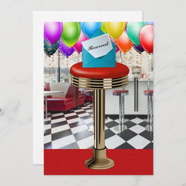 Retro Bar Stool Invitation (Front/Back)
