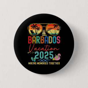 Retro Barbados Vacation 2025 Memories Matching Gro 6 Cm Round Badge