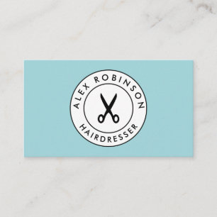 Retro barber circle scissors logo business card