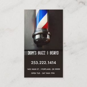 Retro Barber Pole Dark Grey Business Card