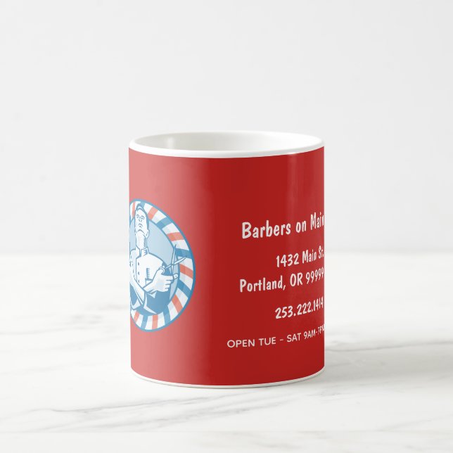 Retro Barbershop Badge Customisable Coffee Mug (Center)
